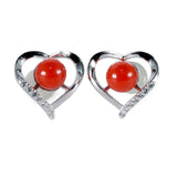 Orecchini cuore argento con sfera corallo - Marina Ferraro Gioielli