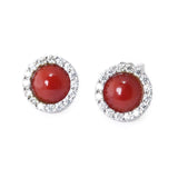 Orecchini minimal corallo argento rodatio zirconi - Marina Ferraro Gioielli