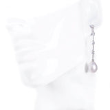 Orecchini pendenti lunghi perla barocca e zirconi - Marina Ferraro Gioielli