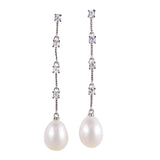 Orecchini pendenti lunghi perla barocca e zirconi - Marina Ferraro Gioielli