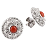 Orecchini piccoli Corbula a pressione Argento e corallo rosso - Marina Ferraro Gioielli
