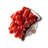 Orecchini quadrati Corallo e Argento Fiammato - Marina Ferraro Gioielli