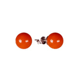 Orecchini a sfera piccola classic corallo rosso e argento