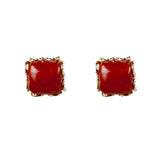 Orecchini square corallo rosso e oro