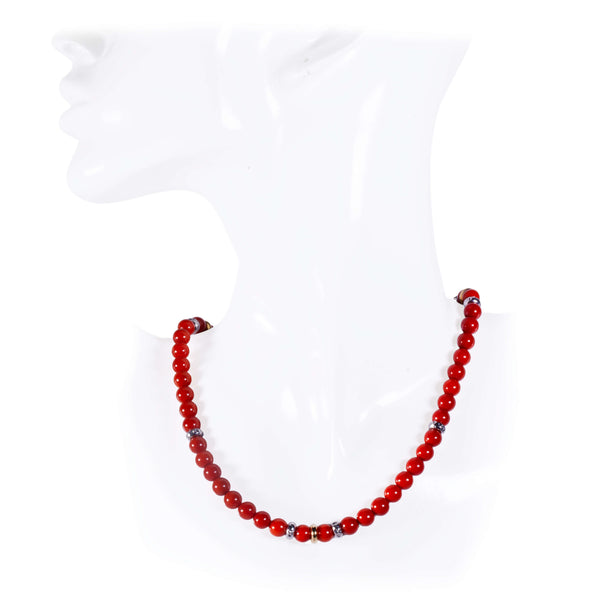 Collana sfere corallo oro bianco e giallo