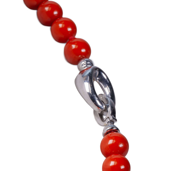 Collana sfere corallo e oro bianco
