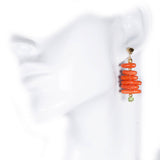 Orecchini pendenti Line corallo rosso e oro