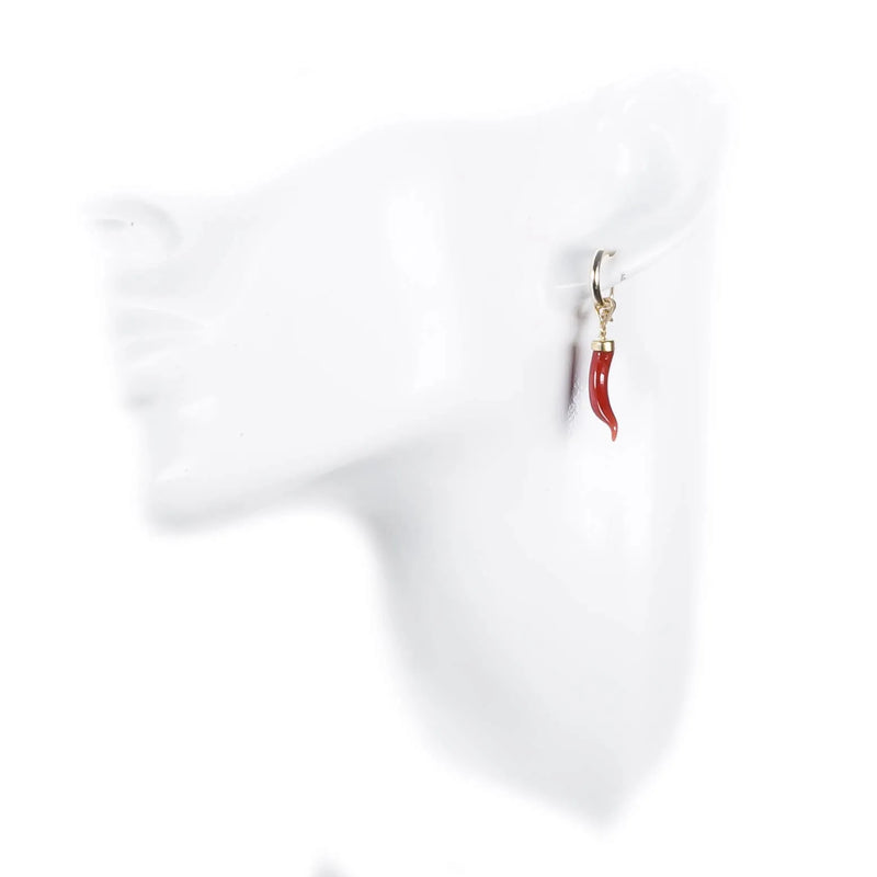 Orecchini in Argento 925 con cornetto portafortuna rosa e zirconi Orecchini in Argento 925 con cornetto portafortuna rosa e zirconi