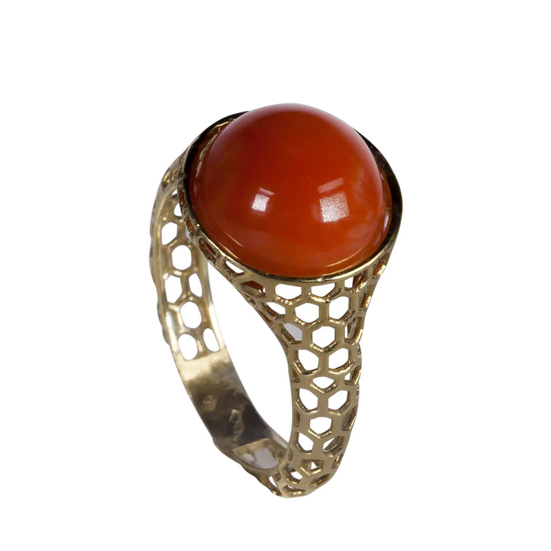 Alghero ring - diamonds, sapphires, coral and white gold