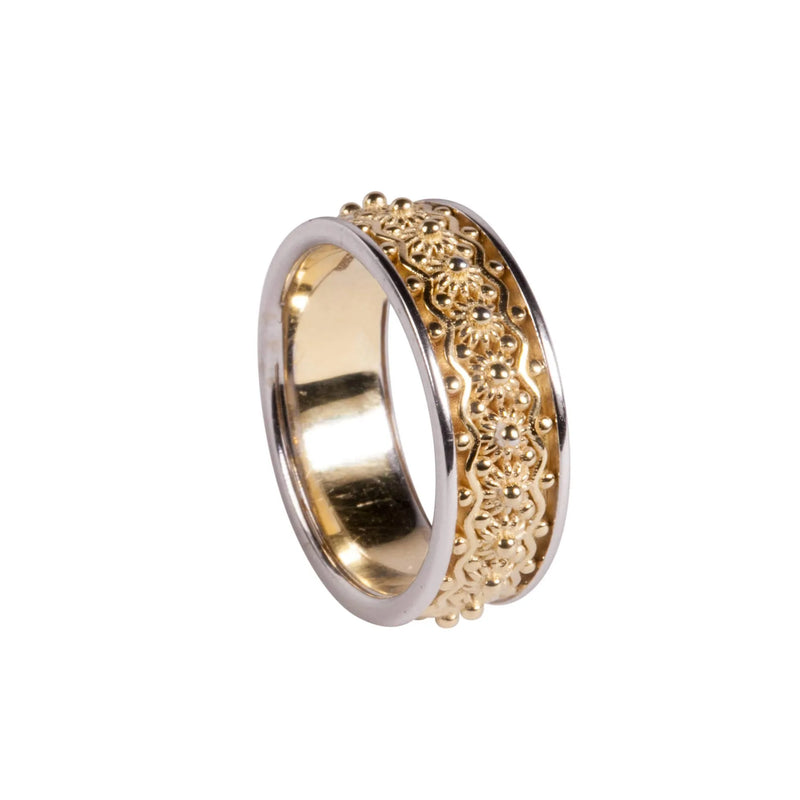 Sardinian wedding ring Solàre yellow and white gold