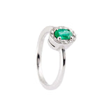 Anello smeraldo, diamanti e oro bianco - Marina Ferraro Gioielli