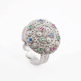 anello corbula rivisitata in argento e zirconi colorati - Marina Ferraro Gioielli