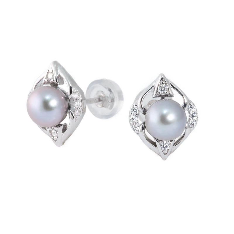 Orecchini moderni argento perle coltivate e zirconi - Marina Ferraro Gioielli