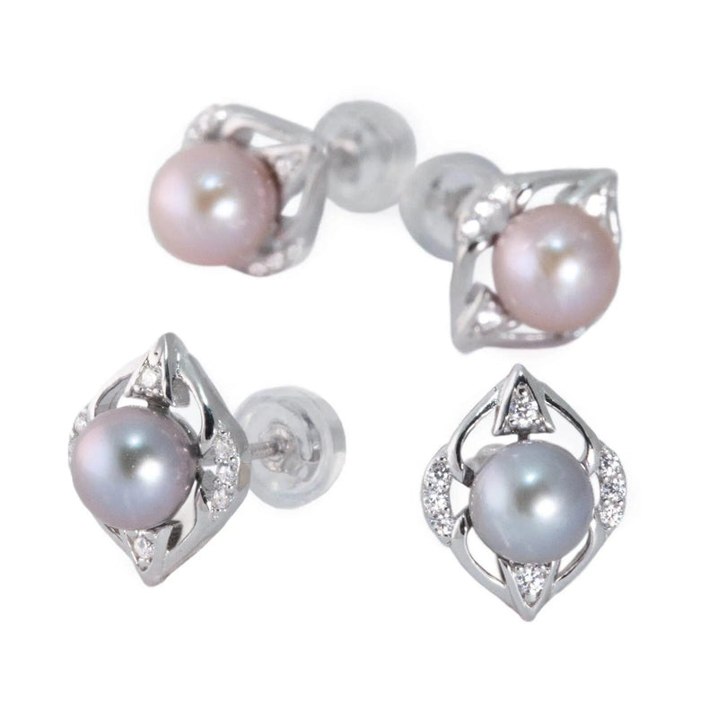 Orecchini moderni argento perle coltivate e zirconi - Marina Ferraro Gioielli