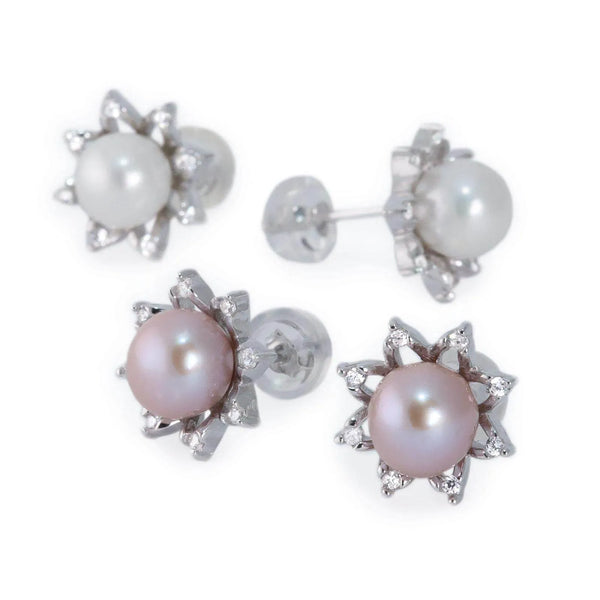 Orecchini stella argento perle coltivate e zirconi - Marina Ferraro Gioielli