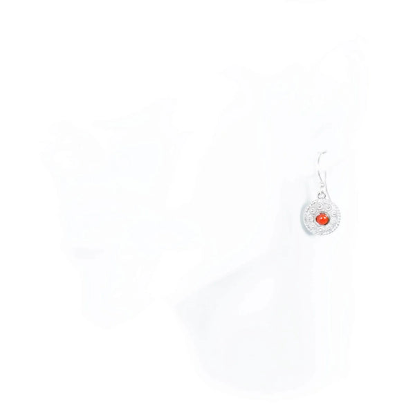 Orecchini Corbula piccola Argento e corallo rosso - Marina Ferraro Gioielli