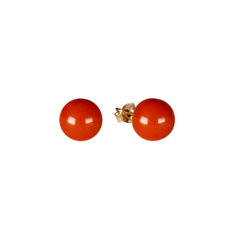 Orecchini S sfera media classic corallo argento
